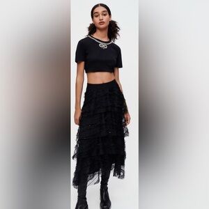 Maje Dotted Swiss Tulle Skirt